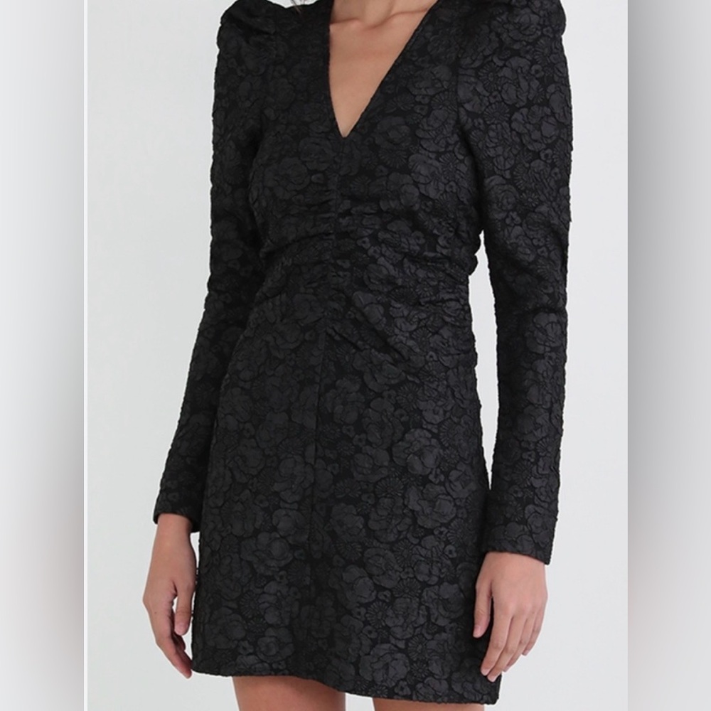 Ganni Black Floral Textured Dress